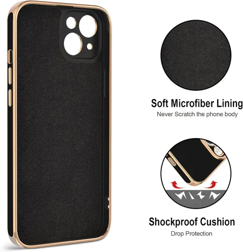 Vista 3 de Hython Funda para iPhone 15 con Soporte de Anillo, Soporte de Anillo Giratorio de 360° Soporte Magnético, Borde Chapado en Oro Rosa Cubierta Suave