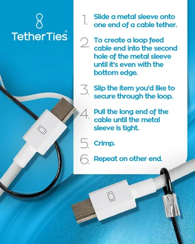 Vista 5 de Organización de cables, kit de correas de bricolaje – Correas de cable personalizables para computadoras, adaptadores y dongles – Cables de amarre