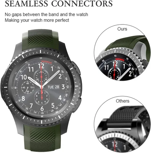 Vista 2 de NotoCity Correa de repuesto para Gear S3 Frontier sin huecos, correa de repuesto de silicona para Gear S3 Frontier/Classic/Galaxy Watch 1.811 in