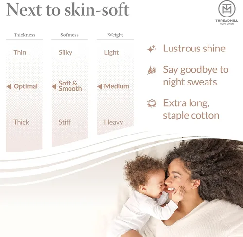 Vista 7 de Threadmill Juego de sábanas 100% algodón para bolsillo profundo, suave, resistente a la decoloración, 500 hilos, juego de sábanas de 4 piezas