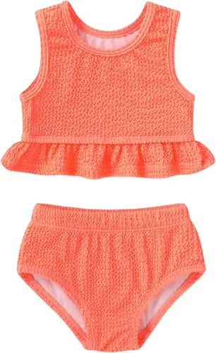 Vista 4 de YOUNGER TREE Traje de baño de verano para niñas pequeñas, sin mangas, traje de baño a rayas, traje de dos piezas, bikini
