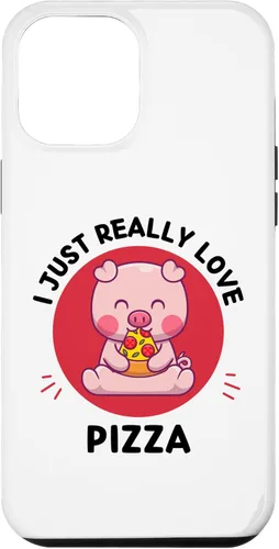 Vista 6 de iPhone 15 Kawaii Cute Pig I Just Really Love Pizza Lover Case