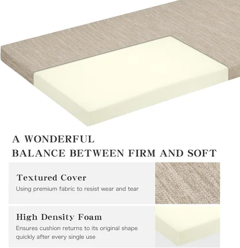 Vista 6 de baibu Cojín de Banco Antideslizante de 36 Pulgadas para Interiores y Exteriores con Lazos, Cojín de Asiento de Banco Rectangular Clásico