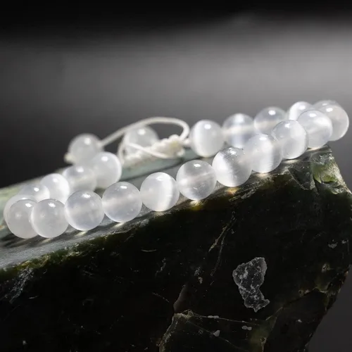 Vista 3 de DAZCOLO Pulsera de gemas hecha a mano con piedras preciosas de macramé ajustable de 0.315 in, cuentas redondas, cristales de cuarzo