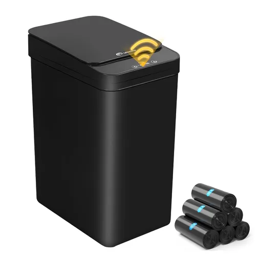 Vista 9 de Cubo de Basura Negro para Baño de 2.6 Galones, Basurero con Sensor de Movimiento Automático Sin Contacto, Cubo de Basura Pequeño Inteligente
