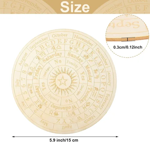Vista 2 de Tablero de péndulo de estrellas de madera, tablero de mensajes metafísicos de adivinación para brujería, kit de suministros de altar wicca