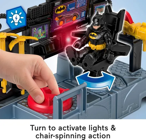 Vista 5 de Fisher-Price Imaginext DC Super Amigos, Juego de Figuras de Batman Centro de Mando de Bate con Luces para Niños en Preescolar de 3+ Años