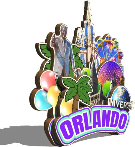 Vista 2 de Orlando Florida USA imán de nevera de madera 3D monumentos de viaje coleccionables recuerdos decoración hecho a mano - 2