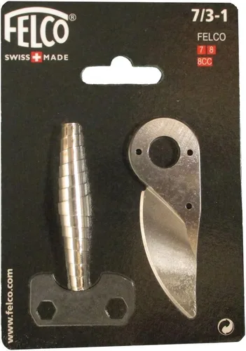 Vista 2 de Felco Kit de repuesto para podadora manual (7/3-1) - Hoja de repuesto, resorte y llave de ajuste para tijeras de jardín y podadoras