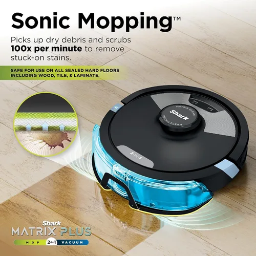 Vista 4 de Shark Matrix Plus Robot Aspiradora y Trapeadora 2 en 1 con Trapeado Sónico, Matrix Clean, Mapeo del Hogar, Base de Vaciado Automático HEPA sin