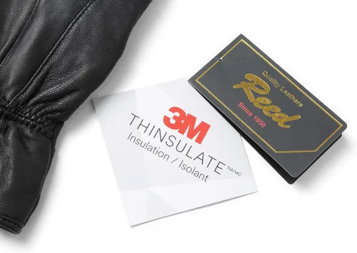 Vista 5 de REED Guantes de conducción con forro cálido de cuero genuino para hombre, compatibles con pantalla táctil