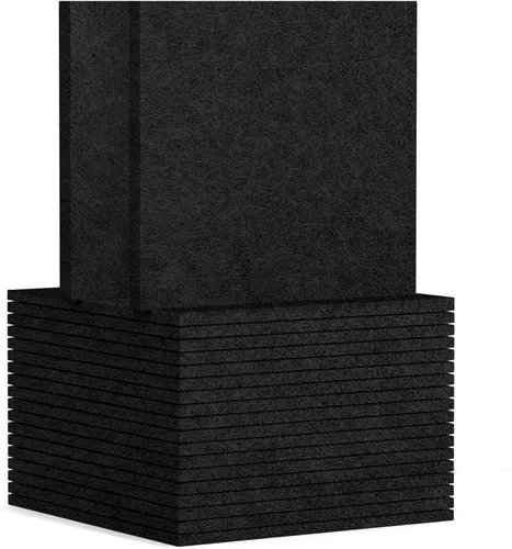 Vista 7 de TroyStudio 20 Paneles Acústicos, 12 x 12 x 0.32 Pulgadas Baldosas de Revestimiento de Pared de Fieltro de Poliéster Panel Absorbente de Sonido