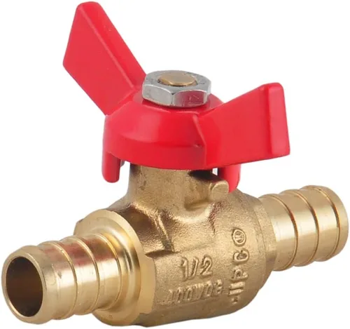 Vista 5 de Cierre de agua de puerto completo, válvula de bola de latón PEX de 1/2 pulgada, mango de 1/4 de giro, válvula de agua PEX con certificado