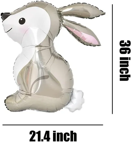 Vista 2 de Globos de animales del bosque, zorro conejo, erizo, ardilla, mapache, globo de Mylar para decoración de fiestas de cumpleaños con temática