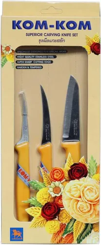 Juego de cuchillos para tallar frutas y verduras C, amarillo, 11 x 1 x 5 pulgadas