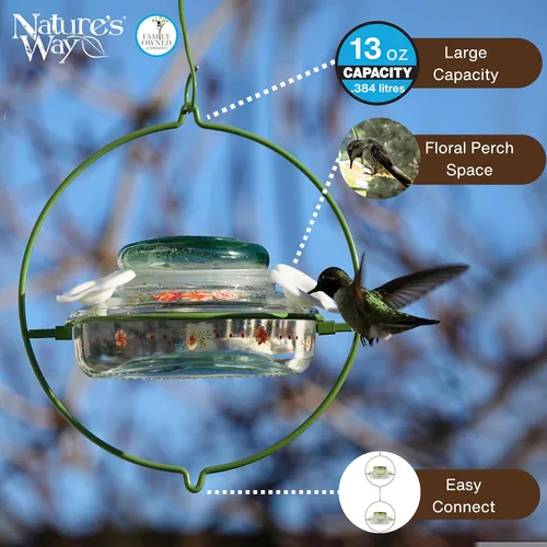 Vista 3 de Nature's Way Bird Products - Comedero decorativo para colibríes con relleno superior de cristal, ramo de Gardenia (DTHF2)