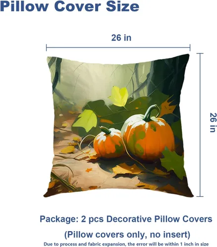 Vista 271 de Batmerry Autumn Pumpkin Templeton Throw Pillow Covers, Green Leaves Paths Forests Decorative Pillow Covers Digital Printing Blended for Couch Sofa
