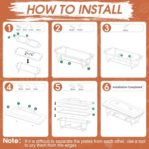 Vista 4 de Juego de 8 platos de bufé de 9 cuartos de galón rectangulares de acero inoxidable con marco plegable, bandeja de agua, bandeja para alimentos