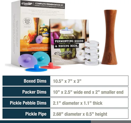 Vista 7 de Masontops Kit Completo de Fermentación para Frascos Mason - Juego Fácil de Frascos de Boca Pequeña y Regular para Fermentación de Vegetales