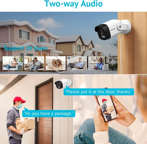 Vista 8 de LaView Cámara de seguridad para exteriores con visión nocturna a color, cámaras con cable de 4 MP para seguridad del hogar, cámara impermeable IP66