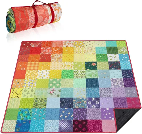 Vista 29 de Supfitness Manta de picnic extra grande impermeable plegable (60 x 80 pulgadas), manta de playa impermeable a prueba de arena, 3 capas para el aire