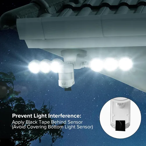 Vista 5 de SANSI 55W luces de exterior con sensor de movimiento 7000LM luces de seguridad LED súper brillantes, luz de inundación de 5000K de atardecer al