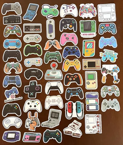 Vista 2 de Calcomanías de vinilo retro para controladores de videojuegos que no se repiten, 50 unidades, controlador de videojuegos, calcomanías de vinilo