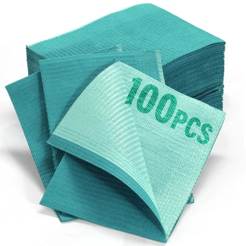 Vista 23 de LA MIERE 100P Baberos Dentales Desechables Rosa de 13 x 18 pulgadas - Hoja de Babero para Tatuajes Impermeable de 3 Capas, Cubierta de Bandeja