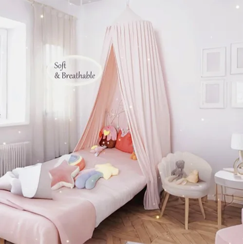Vista 5 de Toldo extragrande para cama infantil con diseño de princesa, linda cúpula para cuna de niñas, decoración de la habitación de los niños, carpa