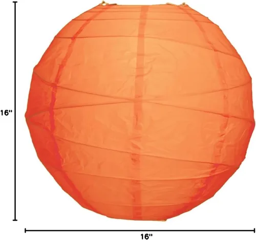 Vista 3 de Luna Bazaar Pantalla de lámpara de papel prémium (16 pulgadas, acanalado de estilo libre, naranja mango) – Decoración colgante china/japonesa