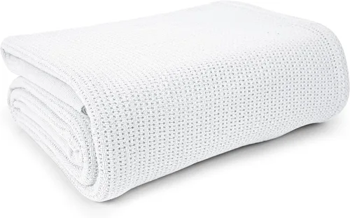 Vista 12 de Linteum Textile - Manta térmica de hospital de 66 x 90 pulgadas, 100 % algodón, transpirable, suave y acogedora, con diseño de célula abierta