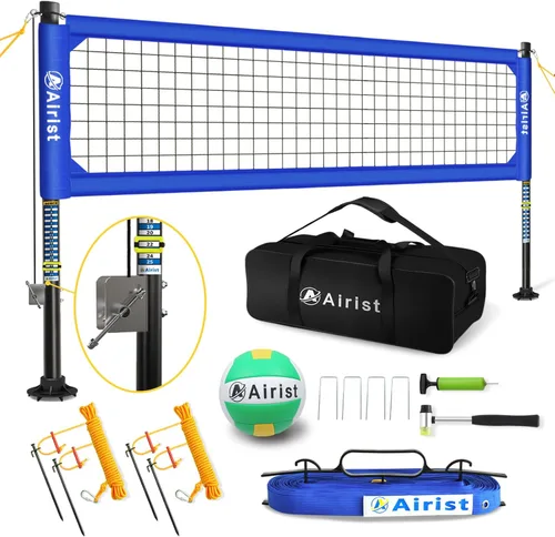 Red de Voleibol de Servicio Pesado para Exteriores con Sistema de Acero Anti-Combado, Postes de Aluminio Ajustables, Juego de Redes Profesionales de