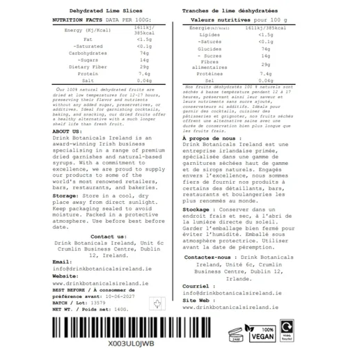 Vista 3 de Ruedas de rodajas de lima seca deshidratada 135 + rebanadas 100% natural sin azúcares añadidos Cócteles, fabricación de coronas, té, pasteles