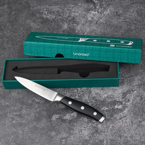 Vista 8 de linoroso - Cuchillo de pelar de 3.5 pulgadas, cuchillo de cocina pequeño con elegante caja de regalo, cuchillo de fruta de acero inoxidable