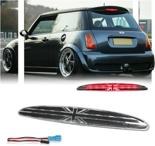 Luz de Freno LED de 3ra Posición con Lente Transparente para MINI Cooper R50 R53 1ra Gen 2002-2006, [Bandera Union Jack del Reino Unido] 8 LED Rojos