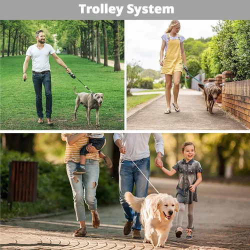 Vista 57 de Correa de perro de cuerda de 3 pies: correa resistente con gancho giratorio bloqueable, hilos reflectantes, bungee y asa acolchada - Correa