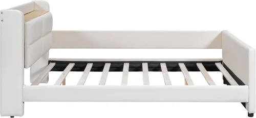 Vista 139 de Elegante cama con plataforma tapizada de terciopelo de tamaño Queen con cabecero, para niños, niñas y adolescentes (beige @cabecero/, Queen)