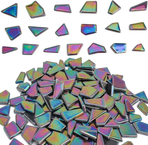 Youway Style Azulejos de Mosaico de Vidrio Iridiscente para Manualidades a Granel, 200g Suministros de Mosaico de Vidrio Teñido, Piezas de Mosaico