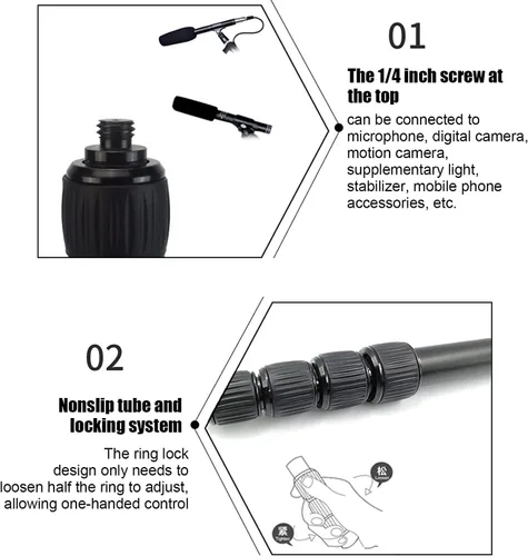 Vista 6 de Shanrya Brazo de brazo de micrófono, soporte de poste de pluma, aleación de aluminio de alta durabilidad con tecnología CNC
