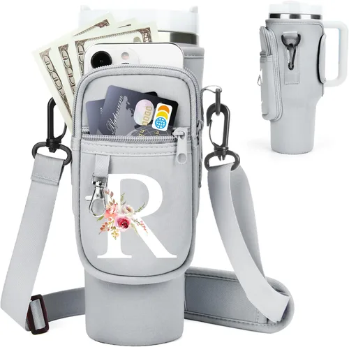 Vista 126 de Initial Water Bottle Holder with Strap for Stanley Cup Accessories 40 oz Tumbler/Simple Modern Tumbler Bag, Water Bottle Carrier Bag with Strap for