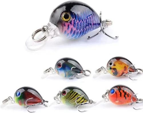 Vista 8 de Micro señuelos de pesca, cebos de crankbaits, mini señuelo de pesca Swimbaits Micro Crank Baits Topwater Señuelos para agua dulce y salada, semillas