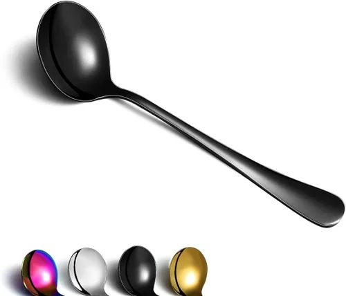 Vista 10 de Berglander - Cucharas redondas de acero inoxidable de 7.5 pulgadas, juego de cucharas de mesa, resistente, fácil de limpiar, apto para lavavajillas