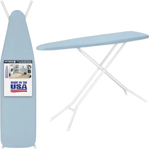 Vista 12 de Tabla de planchar de tamaño completo fabricada en EE. UU. - Beige de Seymour Home Products 4 patas de acero resistentes Parte superior perforada