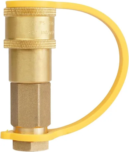 Vista 5 de South Bend Components Válvula de cierre de propano RV de 1/4 pulg. de conexión rápida hembra para propano/gas natural/aire, 100% latón sólido