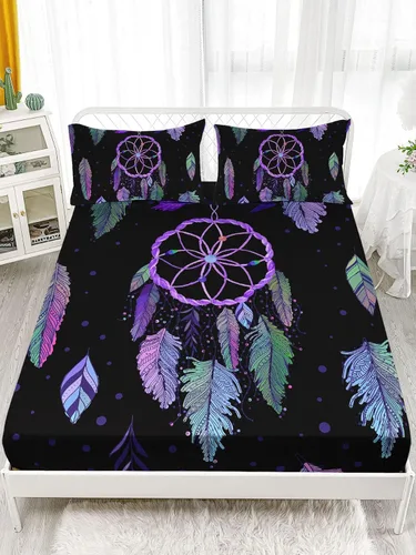 Vista 25 de Juego de sábanas de 4 piezas ajustadas y planas para niñas, estampado de mariposas y flores rosas con 1 + 2 fundas de almohada para cama individual