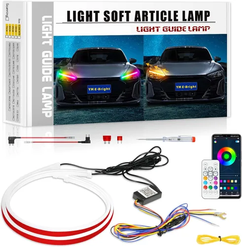 Vista 11 de YM E-Bright Luz intermitente intermitente secuencial LED DRL para automóviles, motocicletas, kit de tira de luz diurna flexible exterior diurna