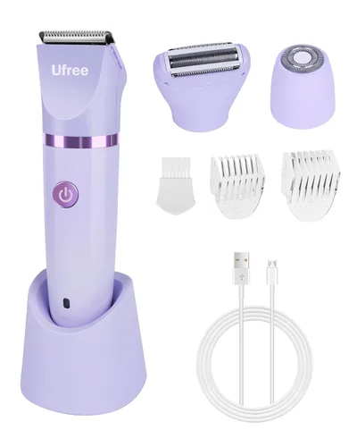 Vista 10 de Ufree Maquinilla de afeitar eléctrica para mujer, afeitadora eléctrica recargable para piernas y cabello corporal, afeitadora de bikini IPX7 Negro