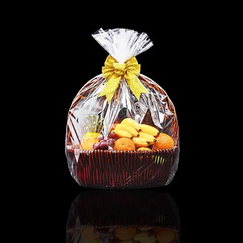 Vista 7 de LazyMe 32 x 40 pulgadas, cesta de Navidad de celofán, bolsas retráctiles grandes, transparentes, 5 paquetes