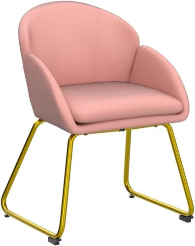 Vista 4 de Yaheetech Silla de terciopelo para sala de estar, sillón en forma de flor con patas doradas, silla lateral tapizada para tocador, sala de estar