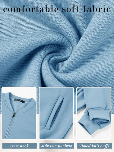 Vista 7 de MEROKEETY Sudaderas de manga larga con cremallera para mujer, chaquetas casuales sueltas con bolsillos